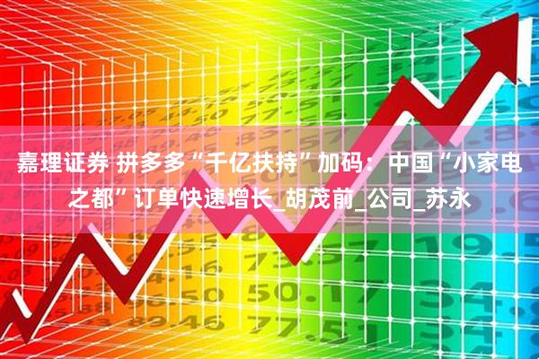 嘉理证券 拼多多“千亿扶持”加码：中国“小家电之都”订单快速增长_胡茂前_公司_苏永